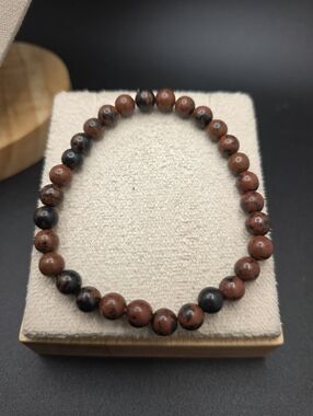 Mahogany Obsidian Beaded Stretchy Bracelet ((2359)